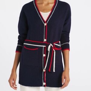 Vigross NWT classic‎ button down cardigan w pearl gold buttons ,belt size medium